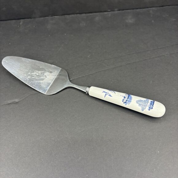 Vintage Blue Willow Cake/Pie Server Porcelain Handle Stainless Steel Made Japan - Picture 2 of 14